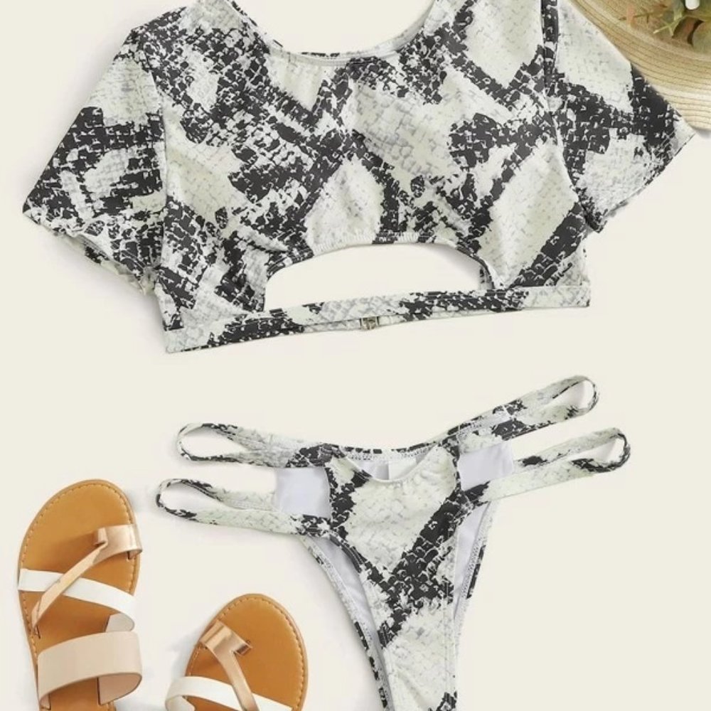 Snakeskin cutout Bikini